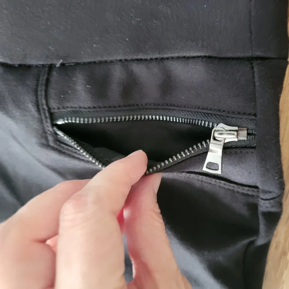 Ann Taylor Zipper Pocket Black Pull on Low Rise Stretch Career Pants - Picture 3 of 10